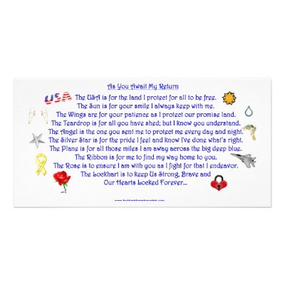 As You Await My Return  Freedom Poem with Graphics Personalized Photo Card by tinysquid66