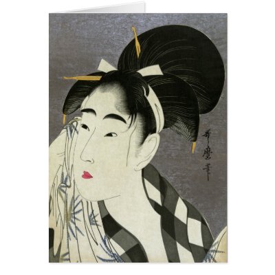 Ase o fuku onna, Utamaro Greeting Card by masterpiecesofart
