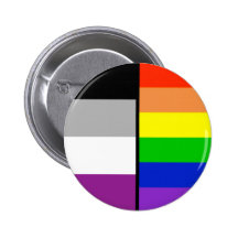 Asexual and Rainbow Flags Badge Button