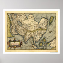 Asia Map By Ortelius 1570 Print