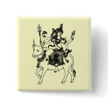 ASIAN ART GOD ON WATERBUFFALO PINBACK BUTTON