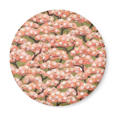 Asian Cherry Blossom Print Magnet by JuJuGarden