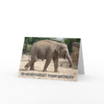 Asian Elephant Walking On Sand Birthday Card