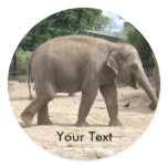 Asian Elephant Walking On Sand Name Tag Sticker