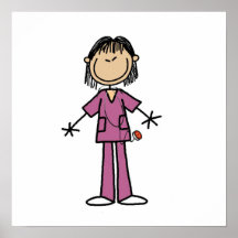 Asian Female Stick Figure Nurse Poster