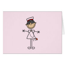 Asian Female Stick Figure Nurse T-shirts and Gifts Greeting Card
