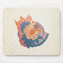 Asian Flower Collage art Mousepad