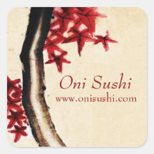 Asian Food Restaurant Red Vintage Sticker