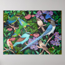 Asian Jungle Birds Poster