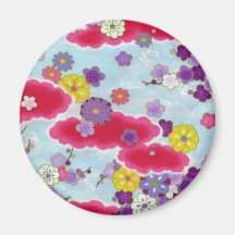 Asian Kimono Floral Magnet