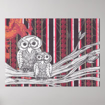 Asian Owls Print