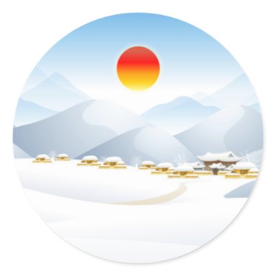 Asian Winter Sun Stickers by mrssocolov2