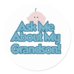 Ask About My Grandson Round Sticker