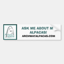 ASK ME ABOUT MY ALPACAS!, ARCHWAYALPACAS.COM BUMPER STICKER