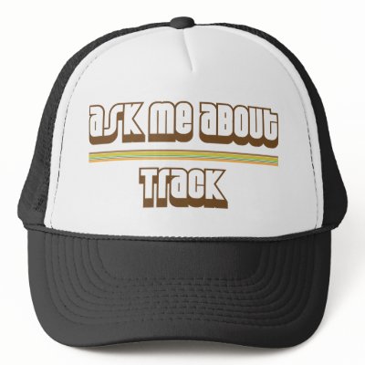Ask Me About Track Trucker Hat by proton