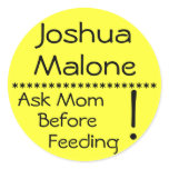 Ask mum before feeding allergy sticker label