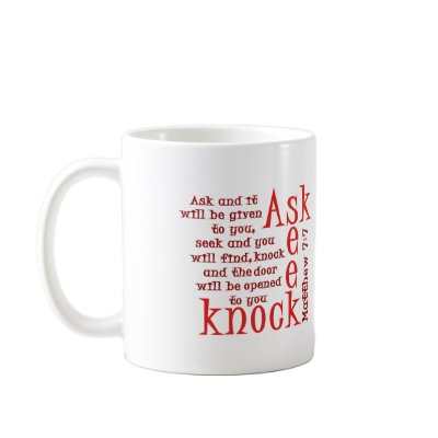 Ask, Seek, Knock Coffee Mugs by annabells