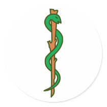 Äskulap Stab Asclepius staff Runde Sticker