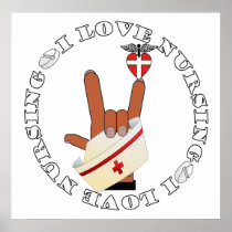 ASL I Love You - I LOVE NURSING WITH CAP - POSTER