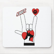 ASL SIGN LANGUAGE - I LOVE YOU RESCUE ADOPT DOGS MOUSEPAD