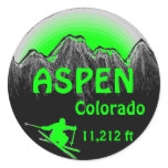 Aspen Colorado green ski art stickers