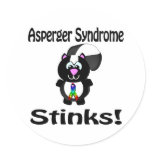 Asperger Syndrome Stinks Skunk Awareness Design Round Stickers