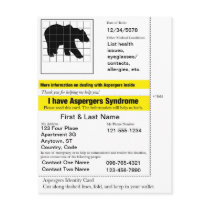 Aspergers Emergency Card