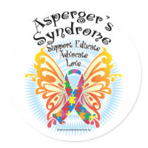 Asperger's Syndrome Butterfly 3 Round Stickers
