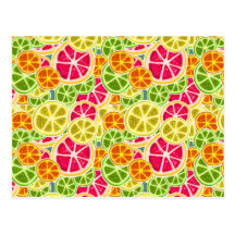 Assorted Citrus Fruit Slices Pattern Postcards