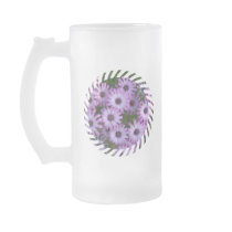 Aster Flowers Frosted Beer Mug