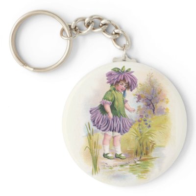 Aster Girl Vintage Flower Variety Keychain by pinkalmond