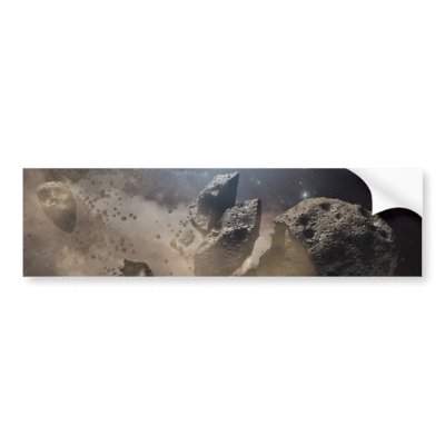 Asteroid bites the dust in space bumper sticker by Nasaworld