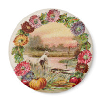Asters, Cornucopia & Turkey Thanksgiving Refrigerator Magnets