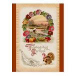 Asters, Cornucopia & Turkey Thanksgiving Post Card