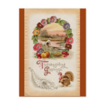 Asters, Cornucopia & Turkey Thanksgiving postcards