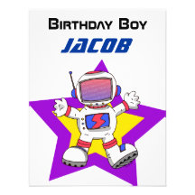 Astronaut birthday boy personalized invitations