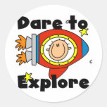 Astronaut Dare to Explore Tshirts and Gifts Round Sticker
