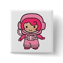 Astronaut Girl Button