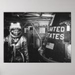Astronaut Gordon Cooper inspecting Faith 7 Poster