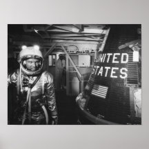 Astronaut Gordon Cooper inspecting Faith 7 Poster