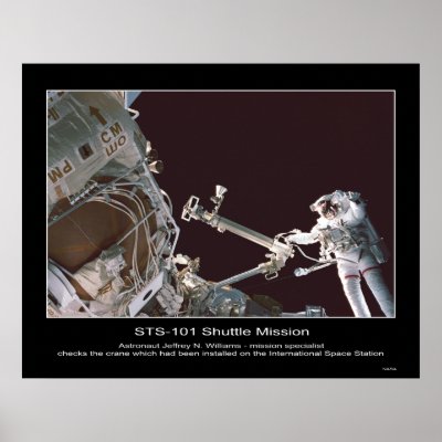 Astronaut Jeffrey N. Williams checks crane Print by Space_Exploration