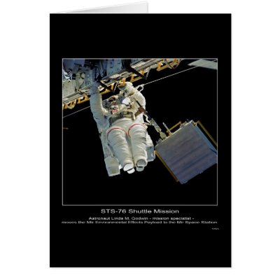 Astronaut Linda M. Godwin outside Mir Space Statio Greeting Card by Space_Exploration