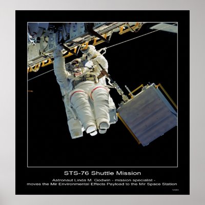 Astronaut Linda M Godwin outside Mir Space Station Poster by Space_Exploration
