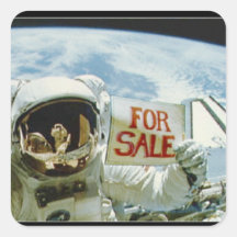 Astronaut Sells Earth Square Stickers