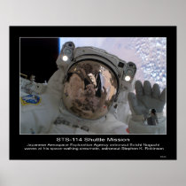 Astronaut Soichi Noguchi waves at astronaut Poster