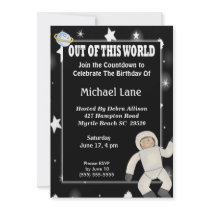 Astronaut Space  Birthday Invitation