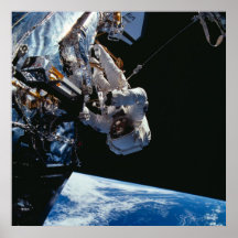 Astronaut working on the Hubble Space Telescope Poster