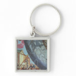 Astronomers looking through a telescope key chain
