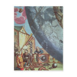Astronomers looking through a telescope post cards