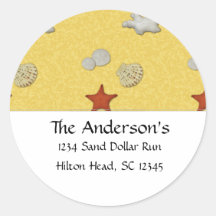 At the Beach Address Labels Round Stickers